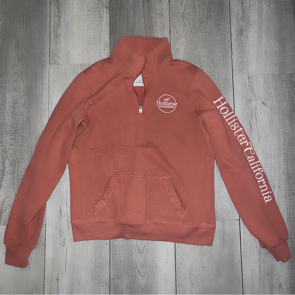 Hollister Coral Pink Half-Zip Pullover